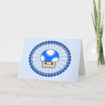 Mushy Puffs Blue Kawaii Mushroom Birthday Card