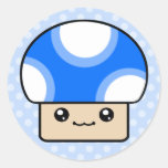 Mushy Puffs Blue Kawaii Mushroom Stickers