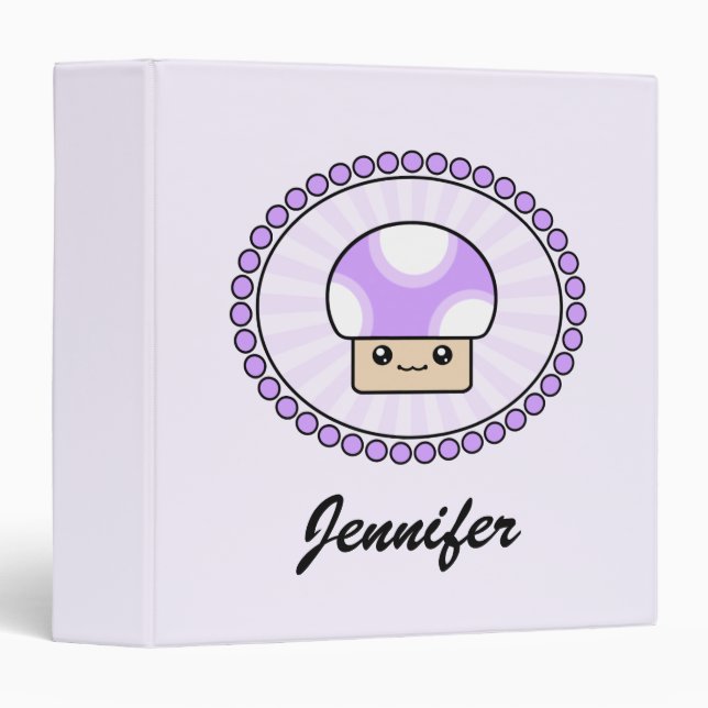 Mushy Puffs Kawaii Mushroom Purple School Binder (Front/Spine)