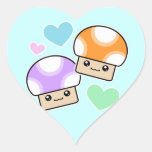 Mushy Puffs Mushroom Kawaii Heart Stickers