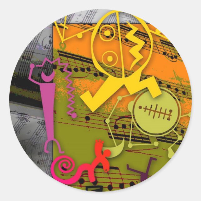Music 01 classic round sticker (Front)