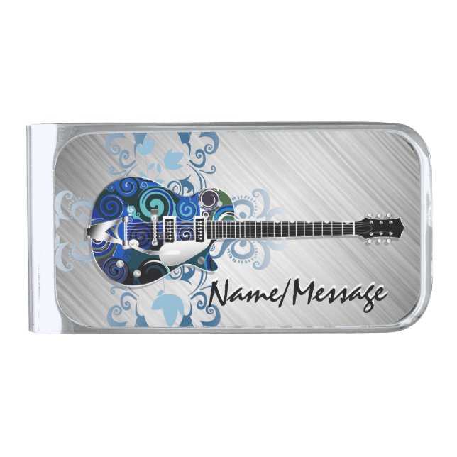 Music 11 Options Silver Finish Money Clip (Front)