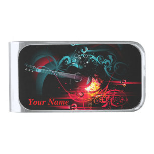 Music 13 Silver Finish Money Clip