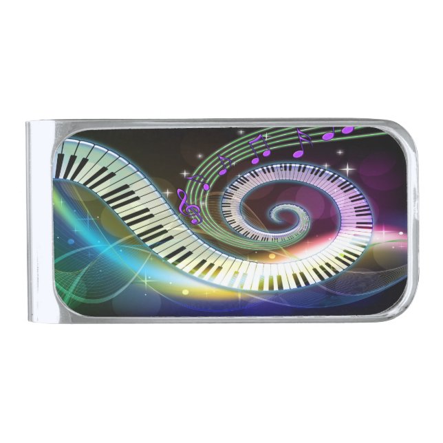 Music 1 Options Silver Finish Money Clip (Front)