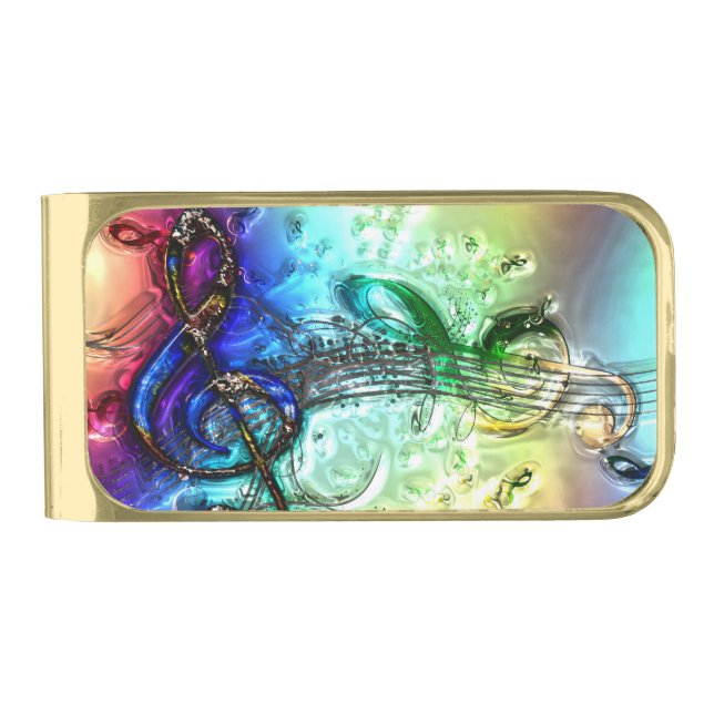 Music 34 gold finish money clip (Front)
