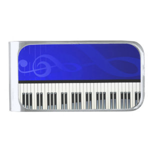 Music 6 Silver Finish Money Clip