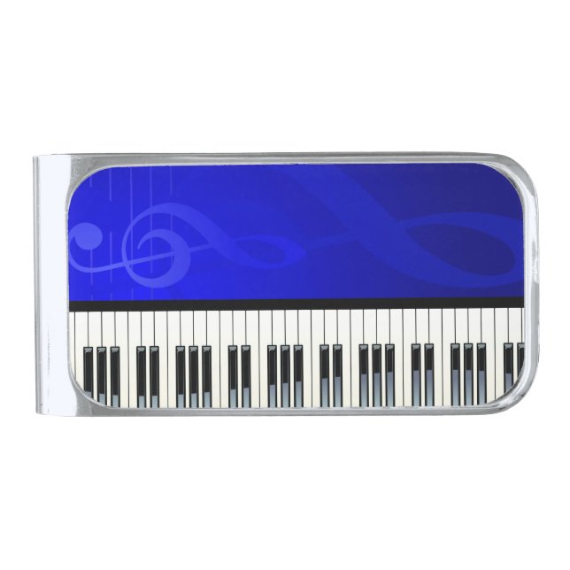 Music 6 Silver Finish Money Clip (Front)