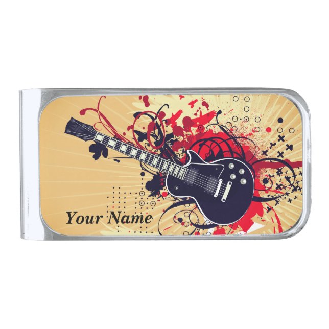 Music 9 Silver Finish Money Clip (Front)