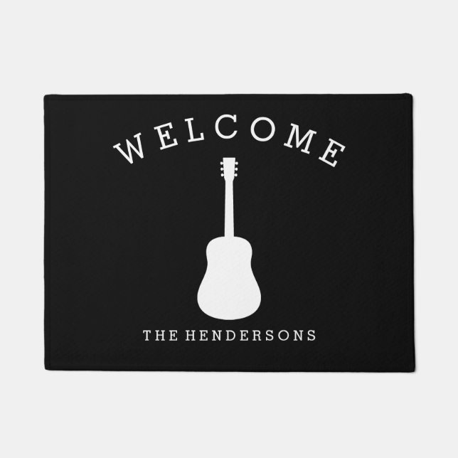Music Acoustic Guitar Welcome Doormat (Front)