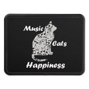 Music and Cats is Happiness Quote Hitch Cover
