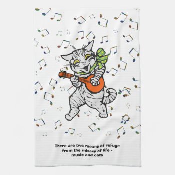 Music And Cats Quote Tea Towel by wisewords at Zazzle