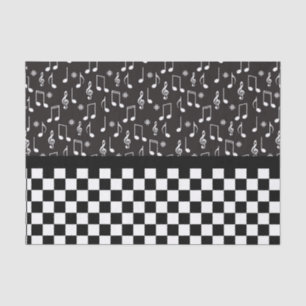 Music and Checkerboard Black and White Tissue Paper