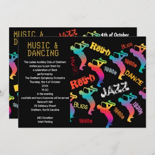 Music and Dancing Party JAZZ RETRO Music Invitation