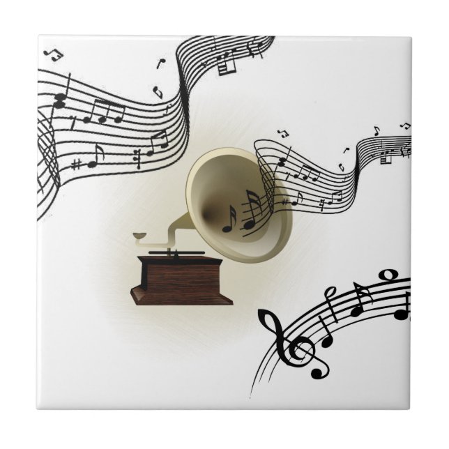 Music and Gramophone Design Ceramic Tile (Front)