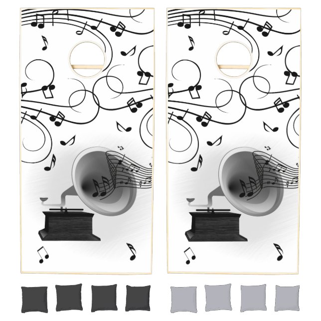 Music and Gramophone Design Cornhole Set (Set)