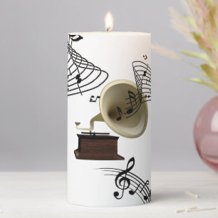 Music and Gramophone Pillar Candle