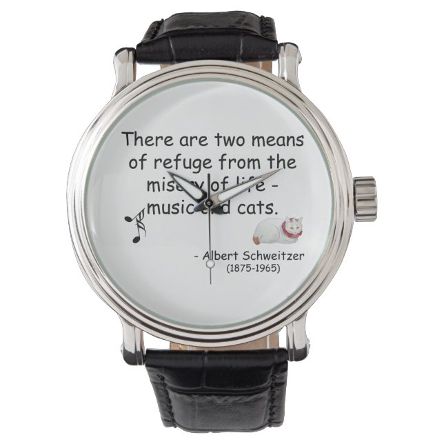 Music and Japanese Cat Art Quotation Watch (Front)