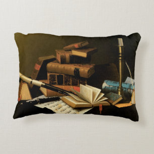 Music and Literature by William Harnett, Fine Art Accent Pillow