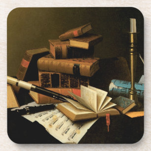Music and Literature by William Harnett, Fine Art Beverage Coaster