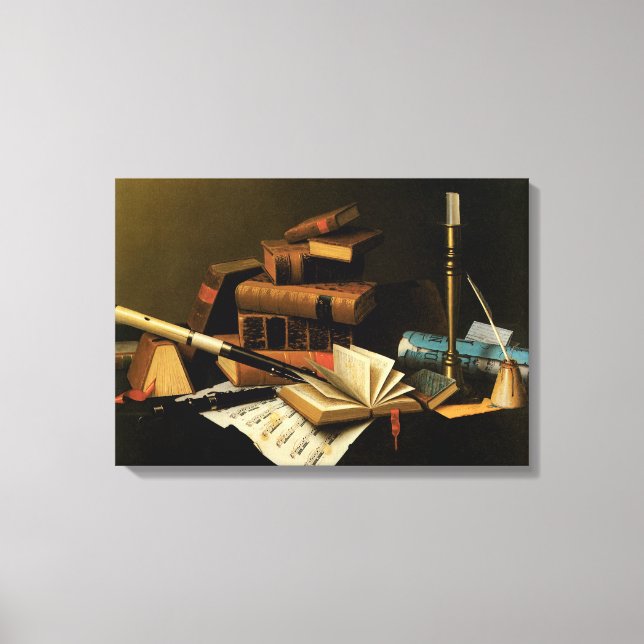 Music and Literature by William Harnett, Fine Art Canvas Print (Front)