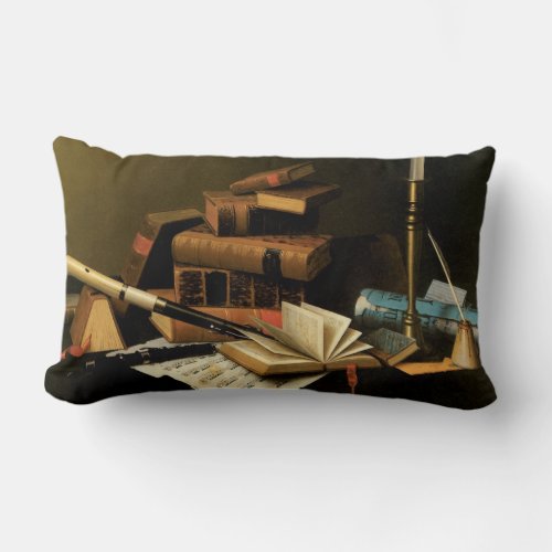 Music and Literature by William Harnett Fine Art Lumbar Pillow