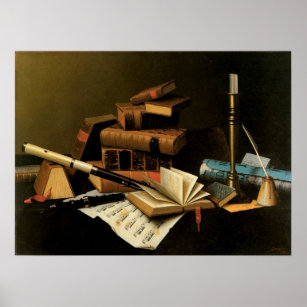 Music and Literature by William Harnett, Fine Art Poster