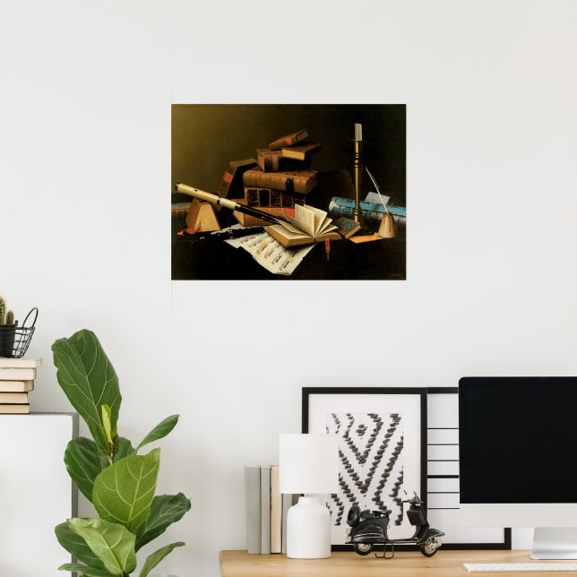 Music and Literature by William Harnett, Fine Art Poster (Home Office)