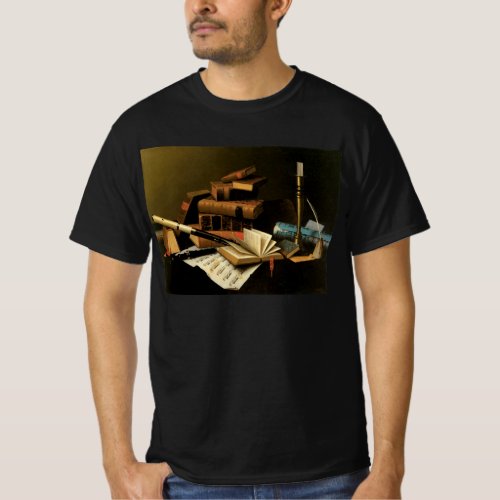 Music and Literature by William Harnett Fine Art T_Shirt