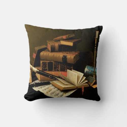 Music and Literature by William Harnett Fine Art Throw Pillow