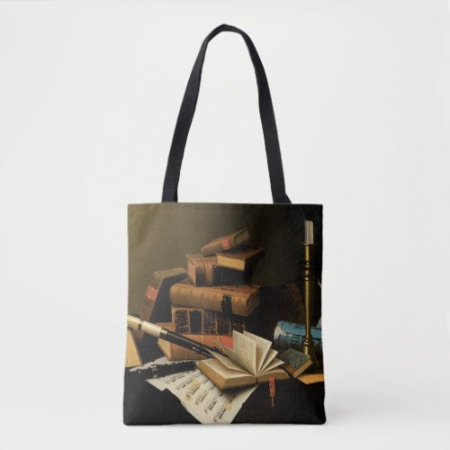 Music and Literature by William Harnett Fine Art Tote Bag