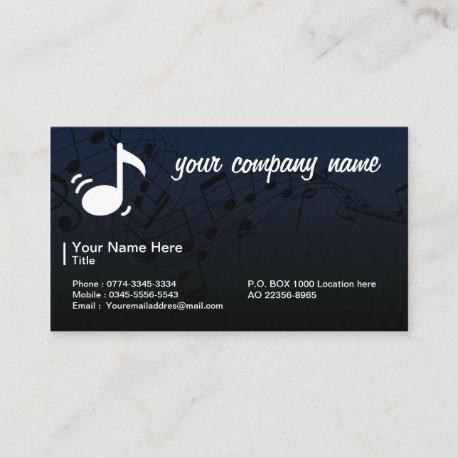 Music and musician Business card (Front)