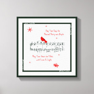 Music and Red Cardinal Bird Canvas Print