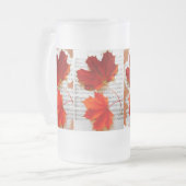 Music and Red Leaf Frosted Glass Beer Mug (Front Left)