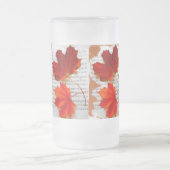 Music and Red Leaf Frosted Glass Beer Mug (Center)