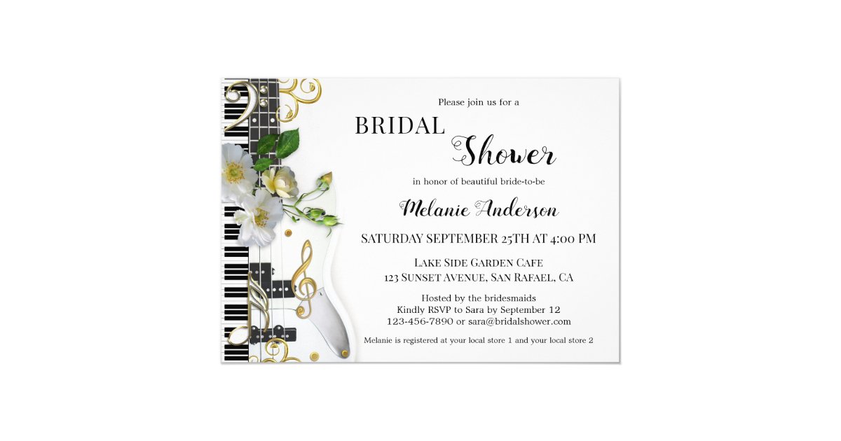 Music and Roses Bridal Shower Invitation