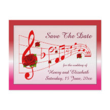 Music and Roses Save The Date Card