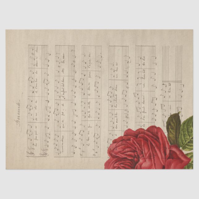 Music and Roses Series Design 1 Tissue Paper (Front)