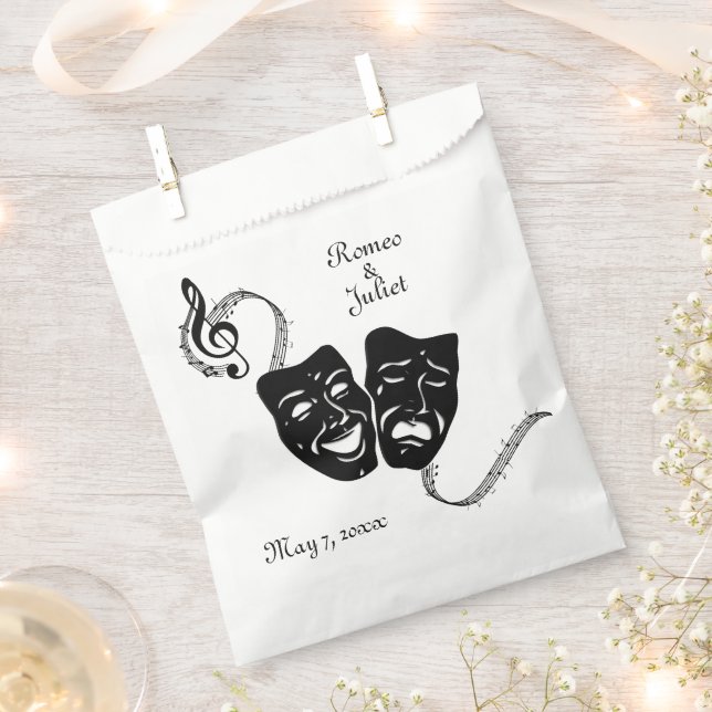  Music and Theater Greek Masks Calligraphy  Favor Bag (Clipped)