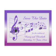 Music and Violets Save The Date Card