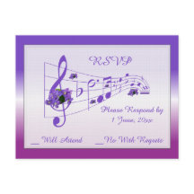 Music and Violets Wedding RSVP Card