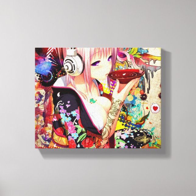Music Anime Girl Canvas Print (Front)