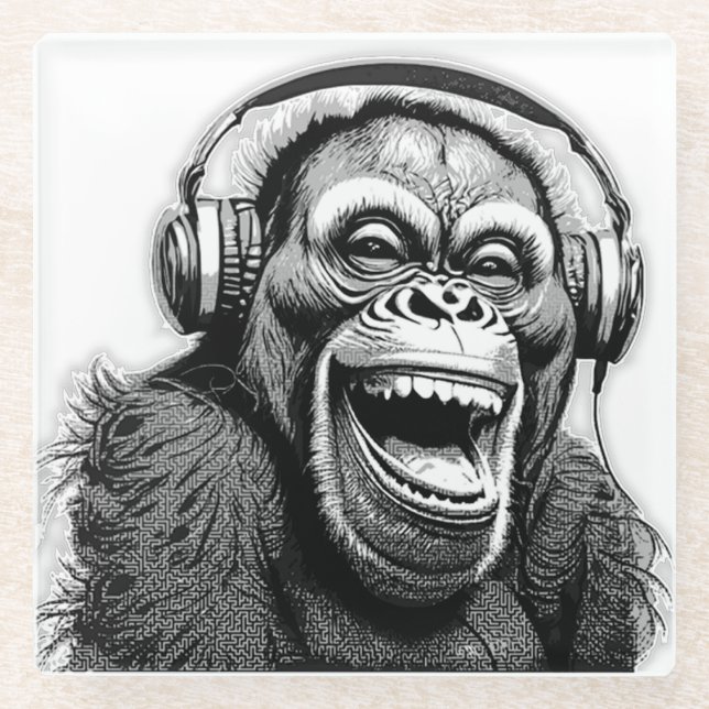 Music Ape  Glass Coaster (Front)