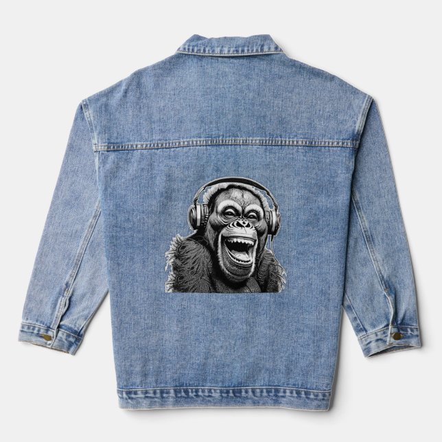 Music Ape Long Jean  Denim Jacket (Back)