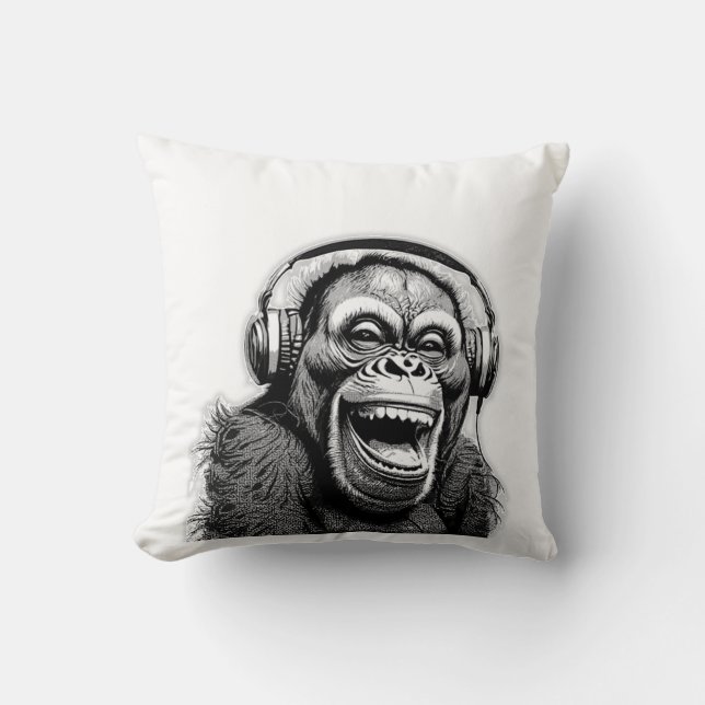 Music Ape  Throw Pillow (Front)
