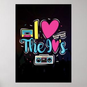 Music Art 90s Retro Cassette Party Poster