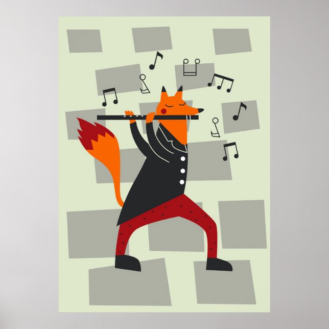 Music Art A Fox And Flute Poster (Front)