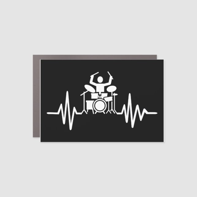 Music Art Drummer Heartbeat Car Magnet (Front)