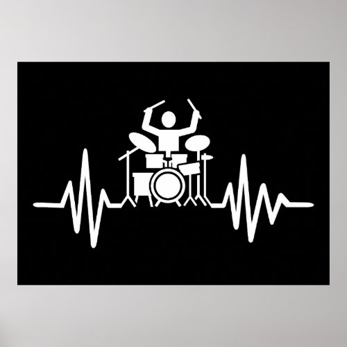 Music Art Drummer Heartbeat Poster