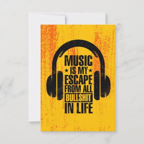 Music Art Music Is My Escape Thank You Card