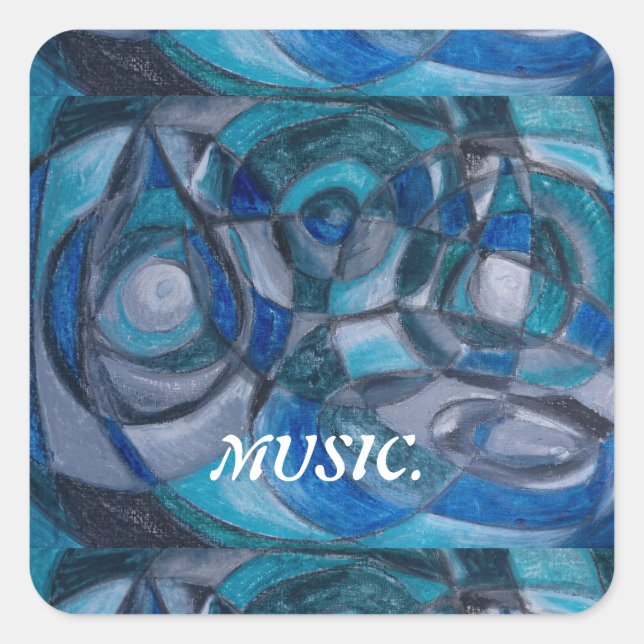 MUSIC ART STICKERS BY ARTIST PAULA REILLY. (Front)